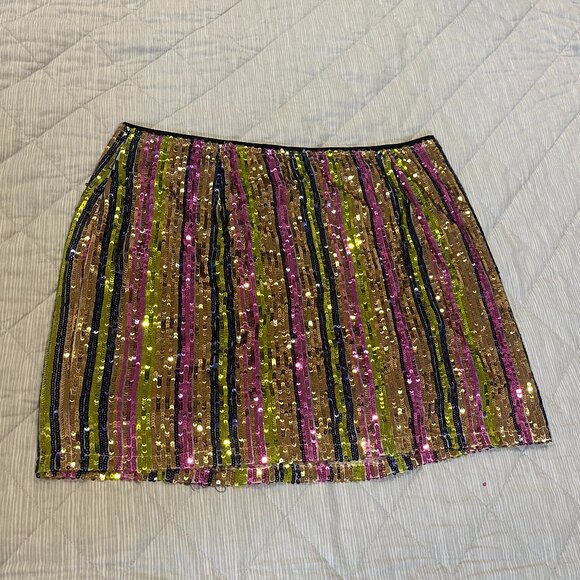 Multi Colored Sequin Mini Skirt - Plus Size - NWT - Picture 1 of 4